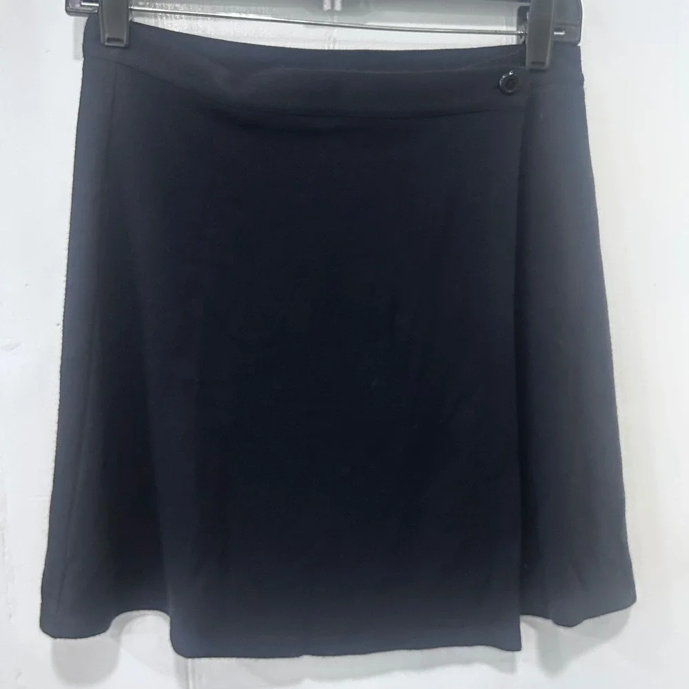 Gap Black Wrap Mini Skirt Rayon Blend A-Line Career Casual Size M